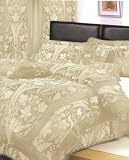7pc Queen Size Beige Floral Comforter Bed in a Bag Set