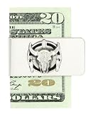 Native American Sculpted Pewter Moneyclip - Shield with Buffalo Skull