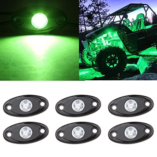 reviews LED Rock Light Kits 6 Pod LED Light Lamp for Interior Exterior Under Off Road Truck Jeep ATV SUV Jeep 4x4 Boat 4wd Motorcycle Car (Green)