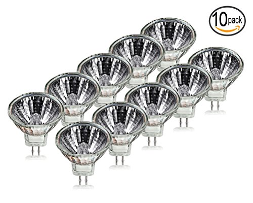 (Pack Of 10) 20-Watt MR11 - UV Glass Cover - GU4 2-Pin Base - 12 Volt - Flood - Halogen MR11 Light Bulbs