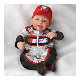 Realistic Lifelike Baby Doll Dressed In NASCAR Racing Suit: Rev Up Your Engines