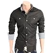 Doublju Mens Check Patched Casual Shirts (AT877)