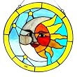 Sun and Moon Stained Glass Suncatcher with Chain (12 inch)
