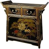 Unique Furniture Home Décor - 32" Pine & Crane Chinese Black Lacquer Altar Top Cabinet Chest Unique Furniture Home Décor - 32" Pine & Crane Chinese Black Lacquer Altar Top Cabinet Chest