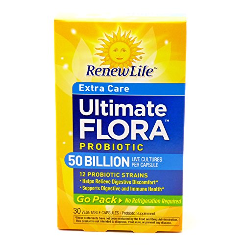 Renew Life Ultimate Flora Extra Care Probiotic Go Pack 50 Billion (Formerly RTS Critical Care), 30 Count