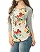 Allegra K Women Floral Prints 3/4 Raglan Sleeves Tee Shirt XL White