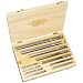 Alvord Polk 155-S-01 High-Speed Steel Taper Pin Reamer Set, Straight Flute, Uncoated Finish, 11-Piece, #0 - #10 Taper Pin Sizes in Wood Case