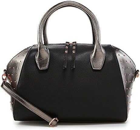 Gianni Bini Metallic Stud Colorblock Convertible Satchel Handbag Black