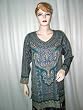 Womens Fancy Cerulean Printed Designer Crepe Tunic Top Kurti Small !!