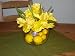 Yellow Silk Flowers with Lemons Decor on a Glass Vase