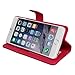 iPhone 6 Plus Case, Abacus24-7 Leather Wallet with Flip Cover and Stand, Pink
