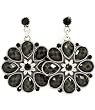Black Stone Flower Design Earrings