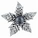 Jewelry : Silver Tone Black Rhinestone Flower Pin Brooch
