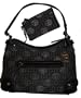 Giani Bernini Purse Handbag Genuine Leather Trim Black/silver w/ Change/ID Holder