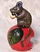 Cast Iron Mouse Sitting on Apple Doorstop