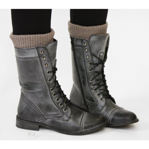 Womens Military Style Army Combat Worker Ladies Lace Up Ankle Boots Size 3 4 5 6 7 8
