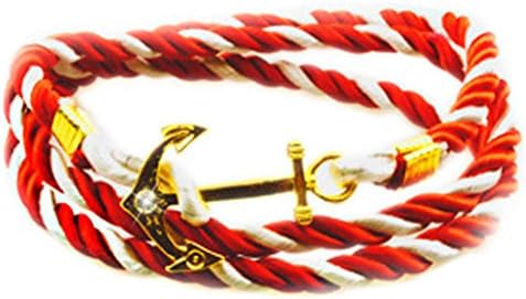 Hallery Alloy Diamond DIY Twining Weave Gilded Anchors Leather Bracelets(No.18)