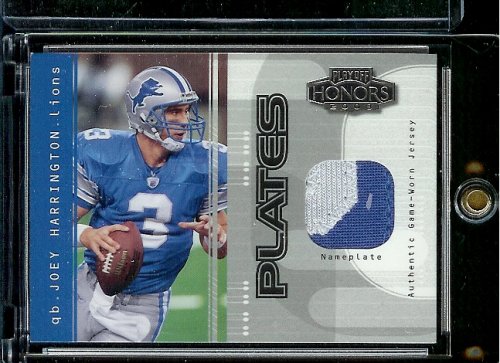 2003 Playoff Honors Joey Harrington Plates Nameplate Swatch 55/65 Detroit Lions Football Card - Mint Condition - Shipped In Protective Display Case