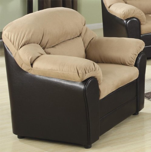 Sofa Chair with Mocha Microfiber in Dark Brown Leather Like