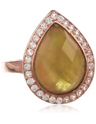 Sterling Silver Mother-Of-Pearl Teardrop Blue Quartz Ring, Size 7