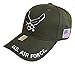 US Armed Forces Embroidered Military Baseball Cap Hat (AF Olive with Black Wing)