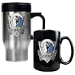 Dallas Mavericks Stainless Steel Travel Mug & Black Ceramic Mug Set - Primary Logo NBA Basketball