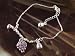 Ladies fashion bracelet with pink diamante grapes and other fruits design 423