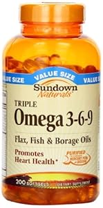 Sundown Naturals Triple Omega 3 - 6 - 9, 200 Softgels
