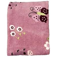 Lambs and Ivy Luv Bugs Plush Print Blanket, Plum