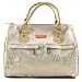 Tan and Gold Heart Patterned Insulated Lunch Bag