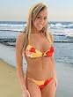 Bikini Swimsuit REVERSIBLE Aaron ChangTropical Print Solid Yellow Jr Sizes XS S M or L