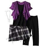 Speechless Plaid Skirt Set (Medium (10/12), Lavender/Black)
