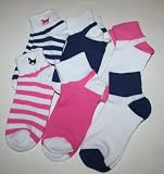 U.S. Polo Assn. Girls Quarter Crew Socks 6 Pair - Shoe Size: 5.5-11.5
