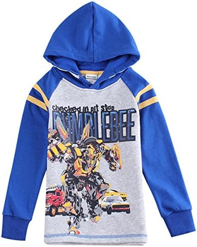 Transformers Little Boys' Spring Fall Long-Sleeve Cartoon Soft Printing Alphabet Hooded Athletic Cotton Sweatshirt Jacket,Gray,6T(5-6Y)