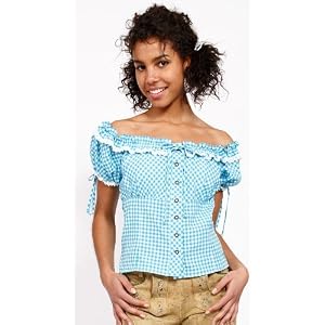 Trachten Bluse Luna türkis Trachtenbluse Carmenstil