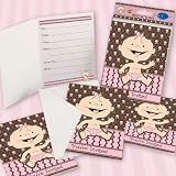 Modern Baby Girl (Light Skin) - Fill In Baby Invitations - set of 8 invitations/white envelopes
