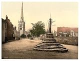 Repton Cross, church and school, Derbyshire, England wall sized print (photochrom) photochrome , 18x24