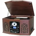 LUXUS NOSTALGIE STEREO MUSIK CENTER MIT FERNBEDIENUNG, PLATTENSPIELER 33 / 45 RPM, KASSETTENREKORDER, RADIO, CD, MP3, USB, 2 EINGEBAUTE LAUTSPRECHER, NEU+OVP