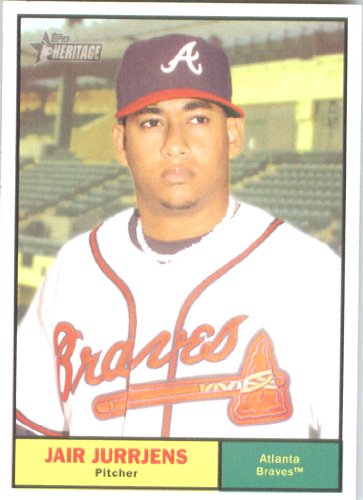 2010 Topps Heritage Baseball Card # 145 Jair Jurrjens - Atlanta Braves - Mint Condition - MLB Trading Card Shipped In Protective ScrewDown Display Case!