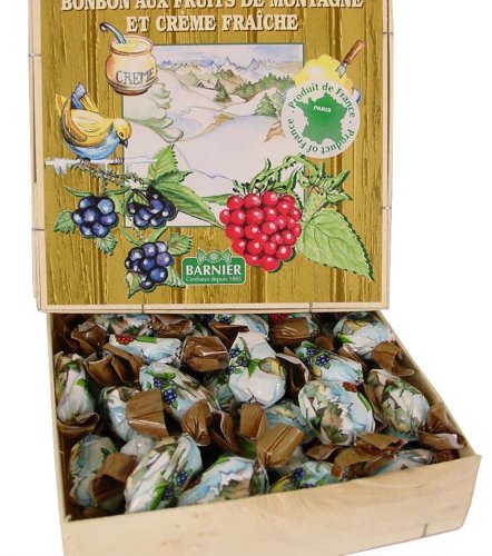 Boxed Blackberry & Raspberry hard candies in wood gift box 200 gr (almost 7 oz),... by Bonbons Barnier