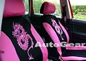 13 Pc Pcs Piece Black Pink Dragon Car Seat Covers Set+Mats+Steering Wheel Cover Glove+Harness Shoulder Pads Package Pack Deal