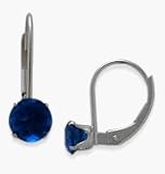 September 14 Karat White Gold 5mm Sapphire Leverback Gem Earrings