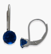 September 14 Karat White Gold 5mm Sapphire Leverback Gem Earrings