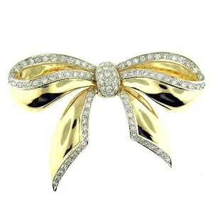 4.25 Ct Yellow & White Gold Bow Tie Brooch Pin