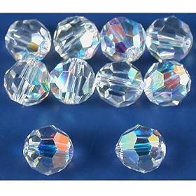 10 Clear AB Round Swarovski Crystal Beads 5000 6mm
