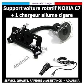 Support voiture rotatif ventouse Nokia C7 + Chargeur [Appareils électroniques]