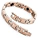 Men's Magnetic Therapy Bead Tungsten Bracelet Link Wrist CZ Silver Tone Black Rose Gold