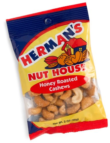 Herman's Nut House Honey Roasted Cashews, 2-Ounce Bags (Pack of 24) by Cashews Honey Roasted