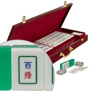Emerald Green and White Tile Taiwan Baida Mahjong Set