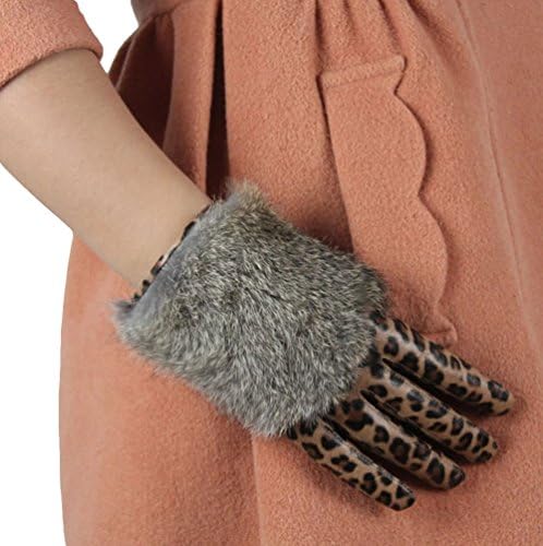 Aiterni Women's Nappa Leather Soft Lined Gloves With Deco Clasp Leopard